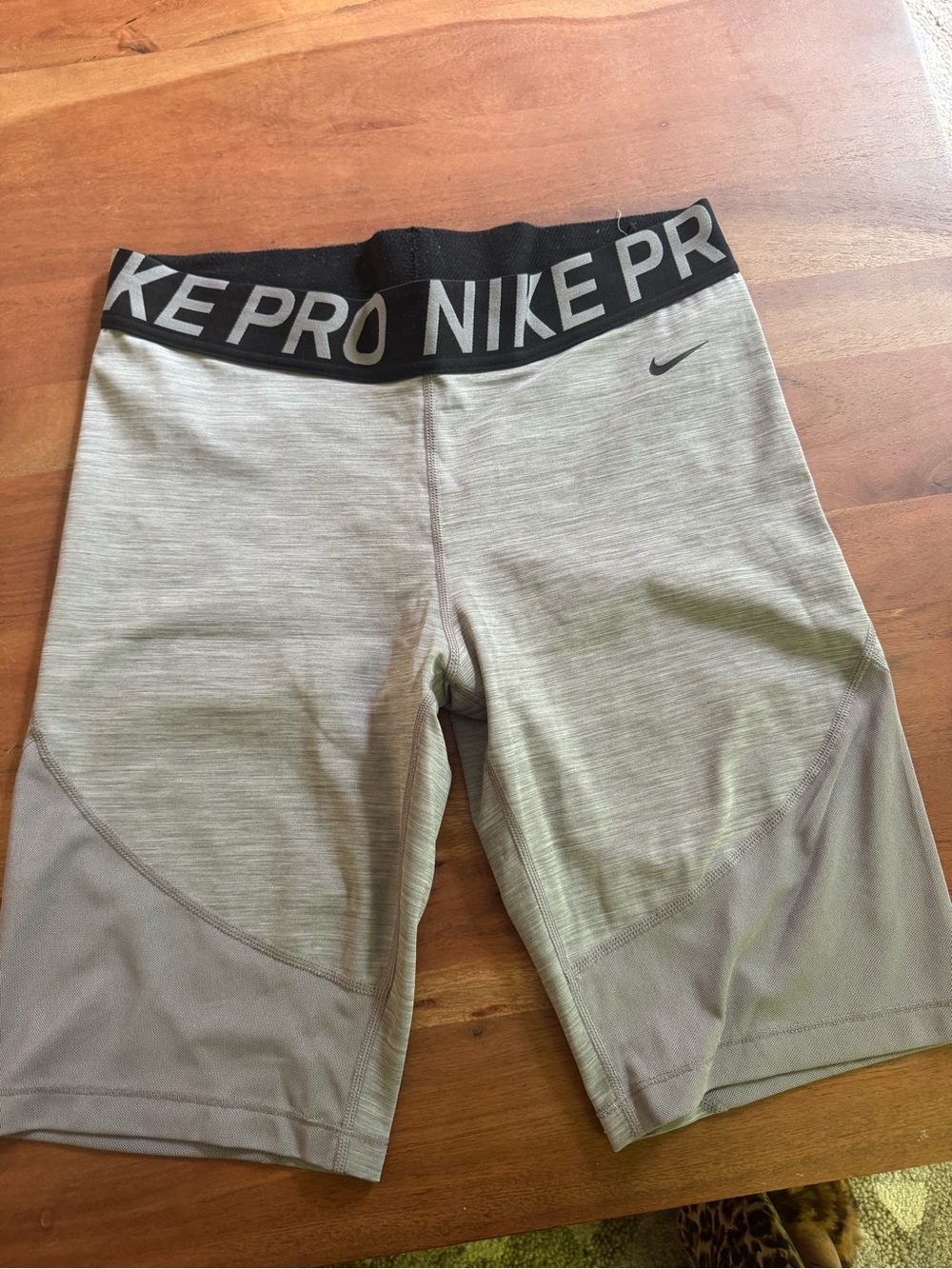 Nike Pro 8" Gunsmoke Heather Gray Compression Shorts with Black Waistband